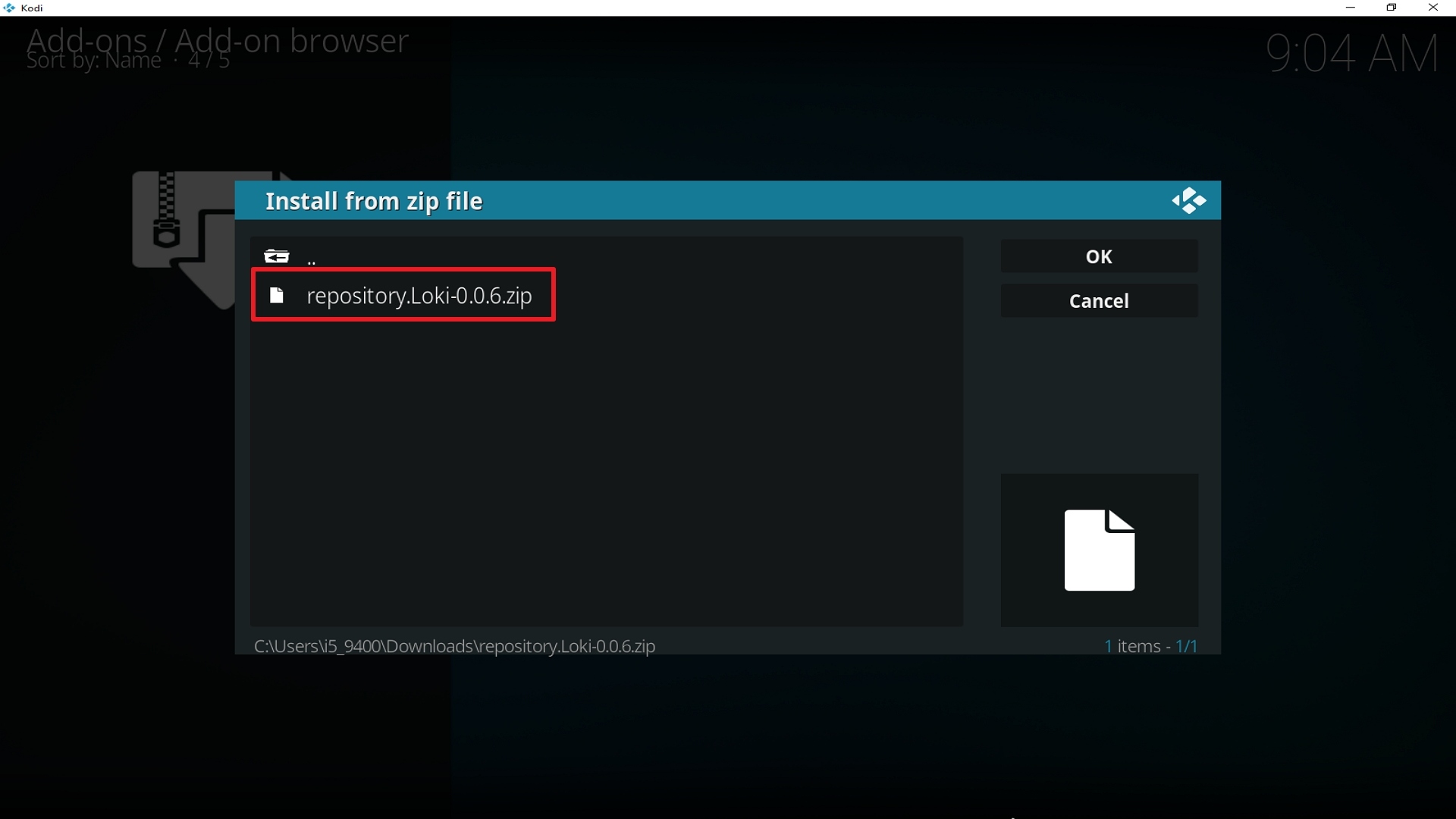 Step 18 Installing Loki addon on Kodi