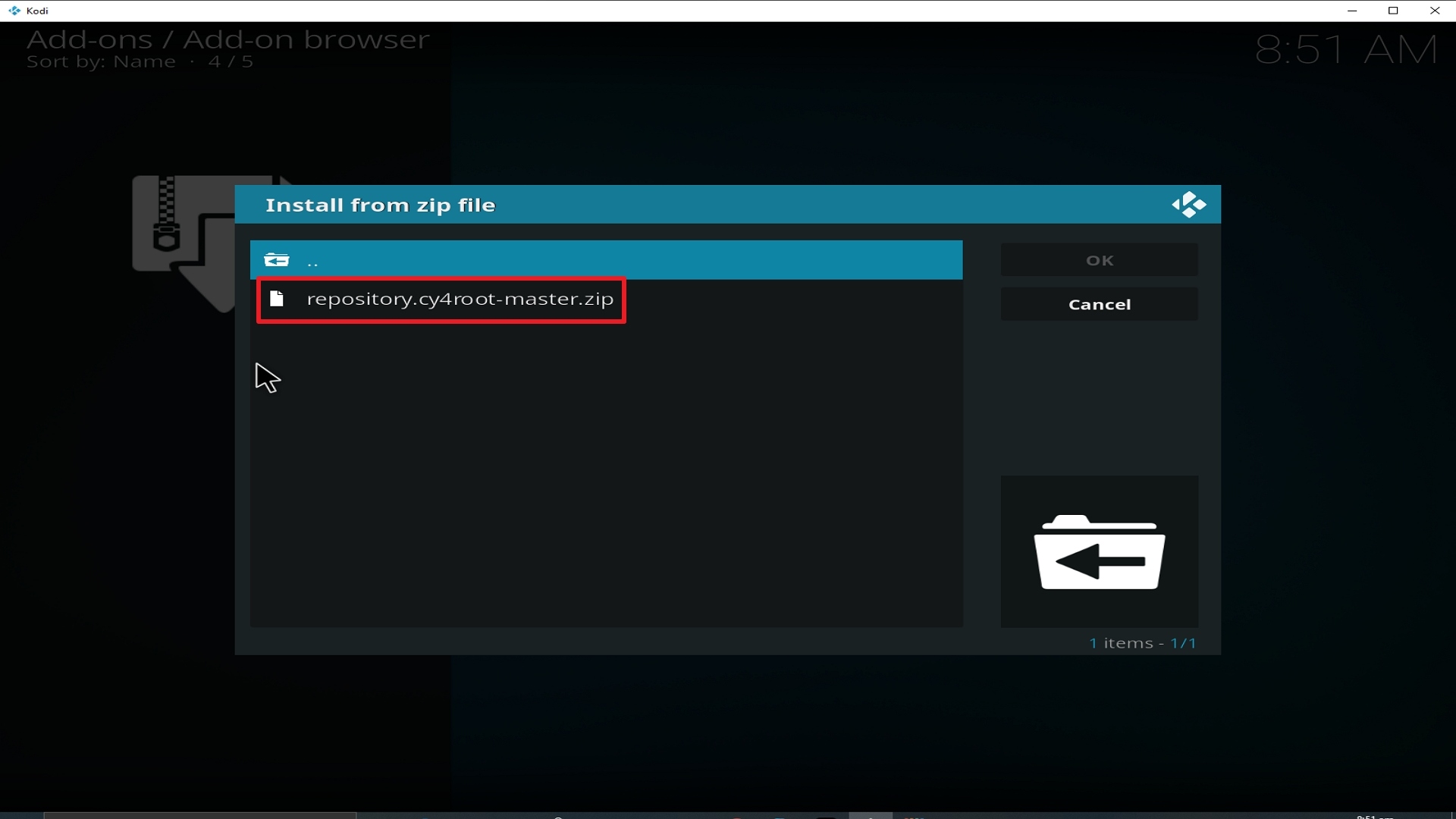 Step 18 Installing Mirror addon on Kodi