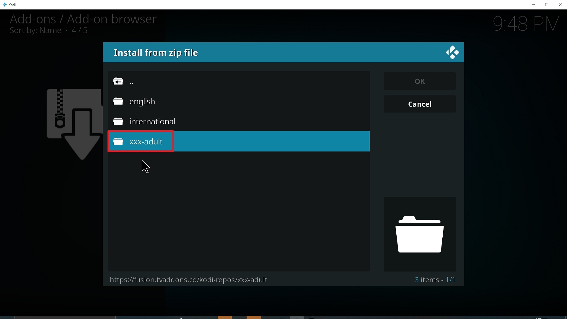 Step 19 Installing Adult Hideout Kodi addon on Kodi