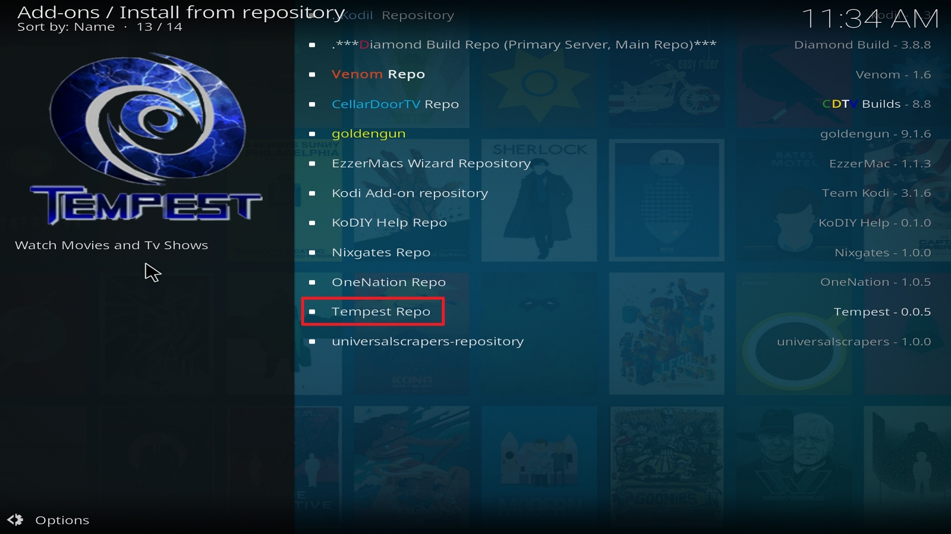 Step 20 Installing Tempest on Kodi