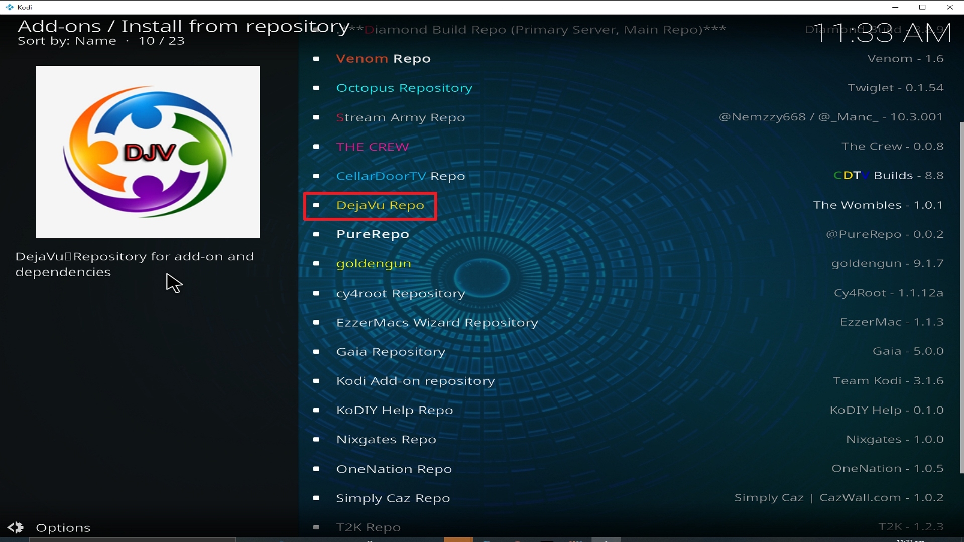 Step 20 Installing Deja Vu addon on Kodi