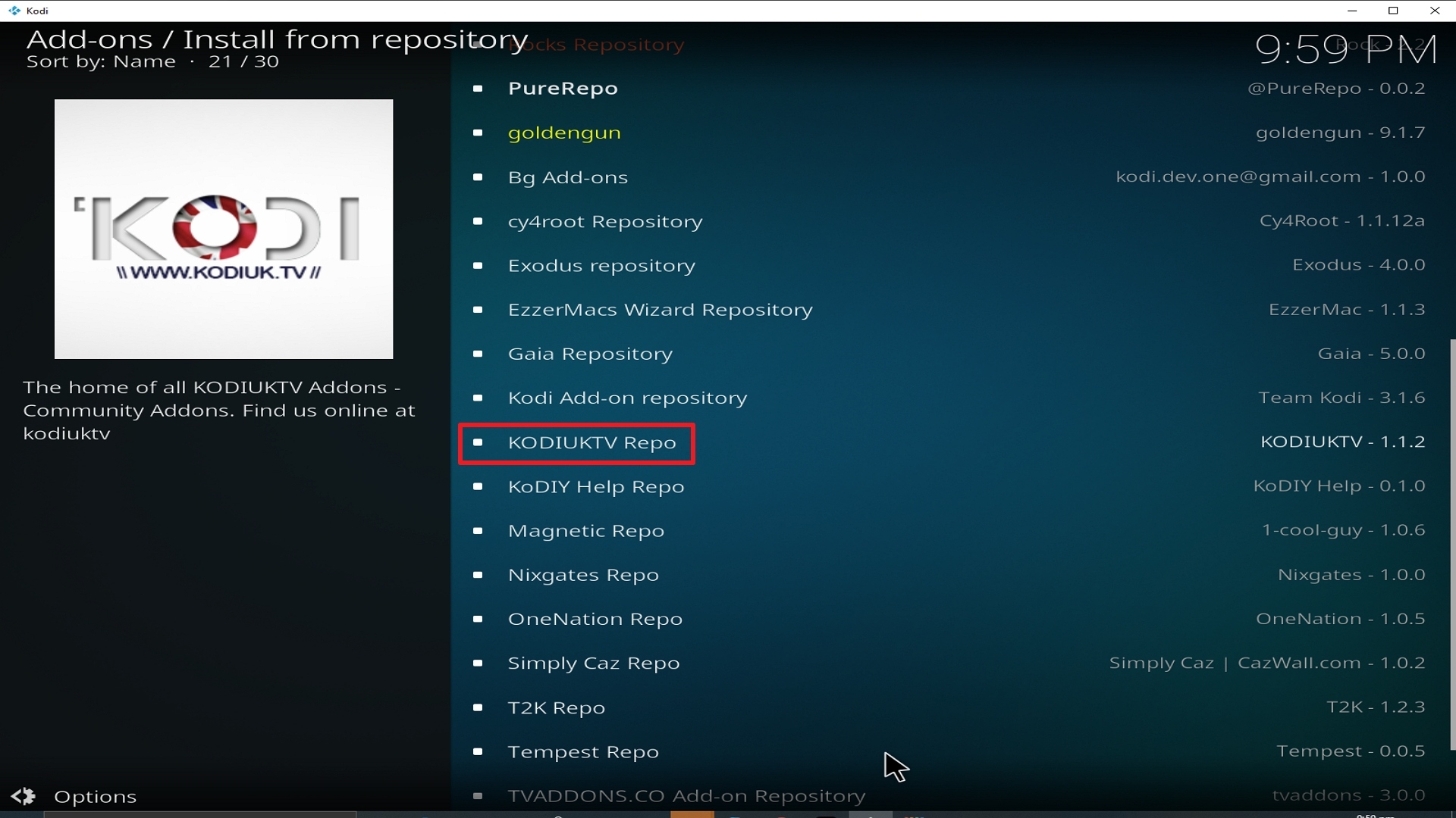 Step 20 Installing Genesis addon on Kodi