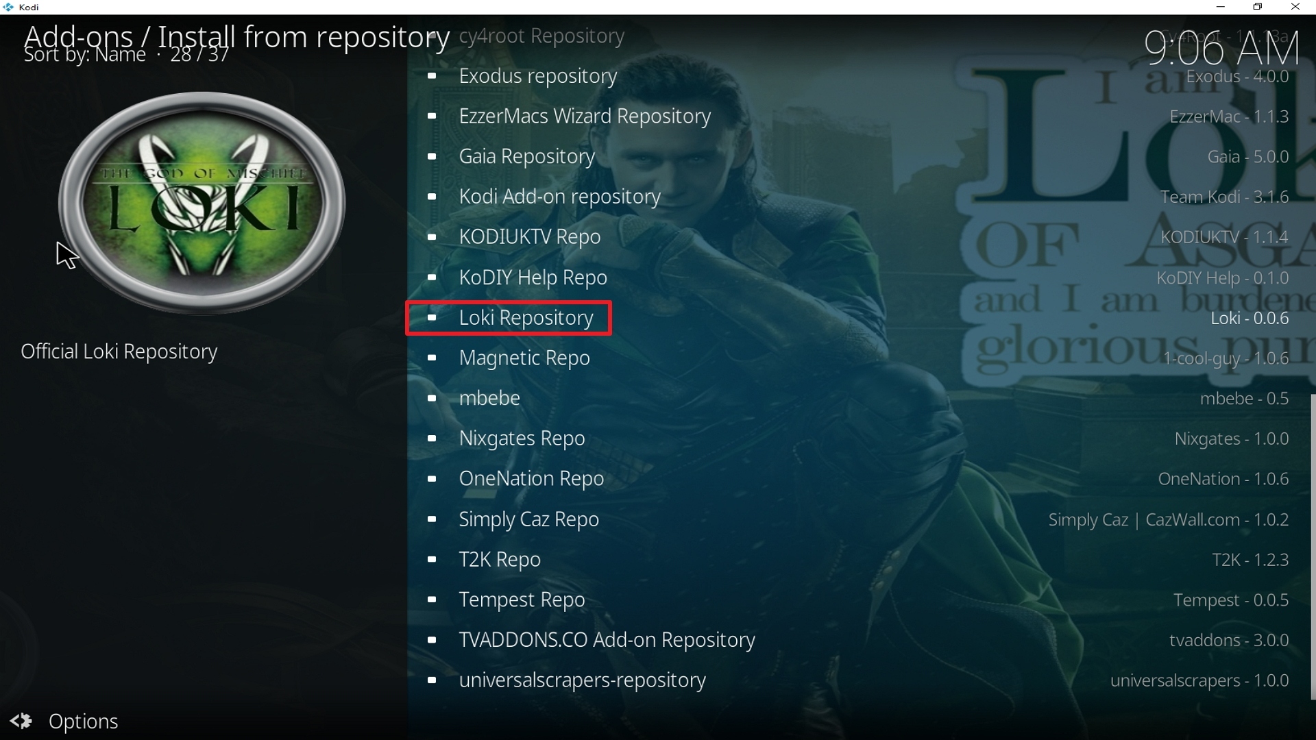 Step 20 Installing Loki addon on Kodi