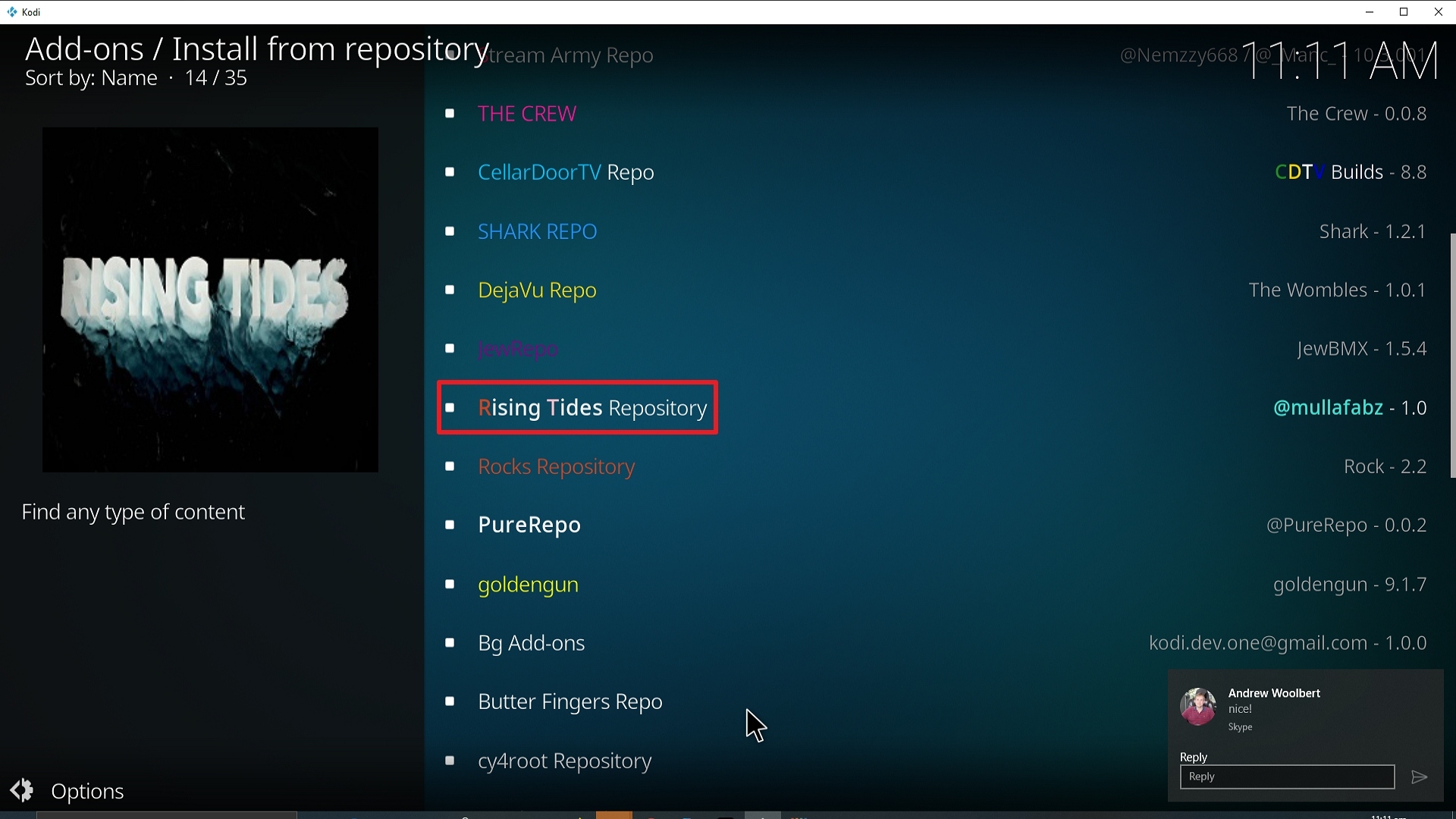 Step 20 Installing Rising Tides addon on Kodi