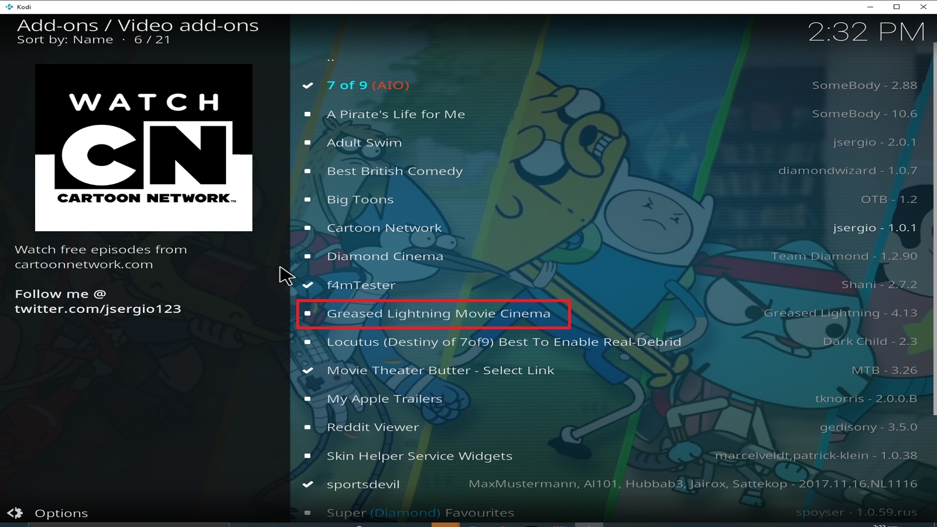 Step 22 Installing Grease Lightning addon on Kodi