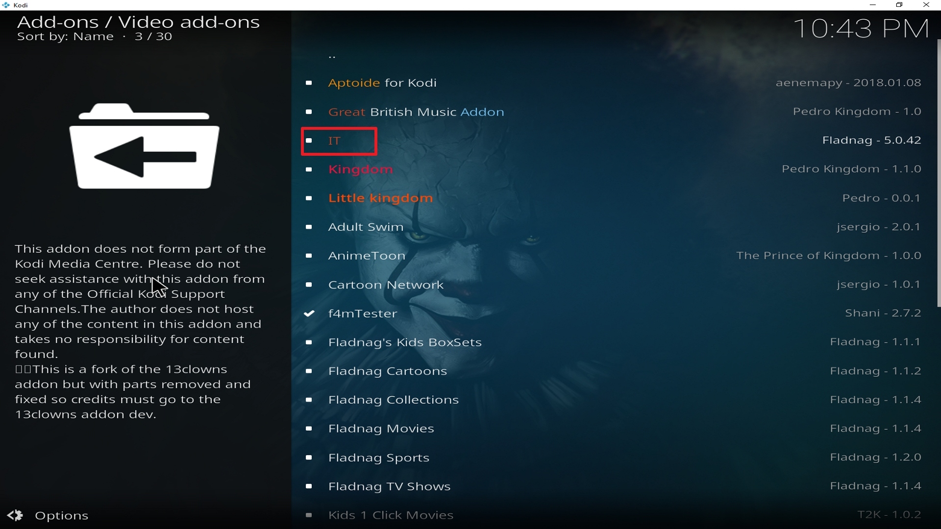Step 22 Installing IT addon on Kodi