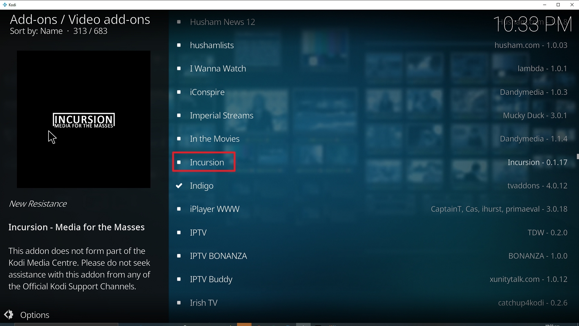 Step 22 Installing Incursion addon on Kodi