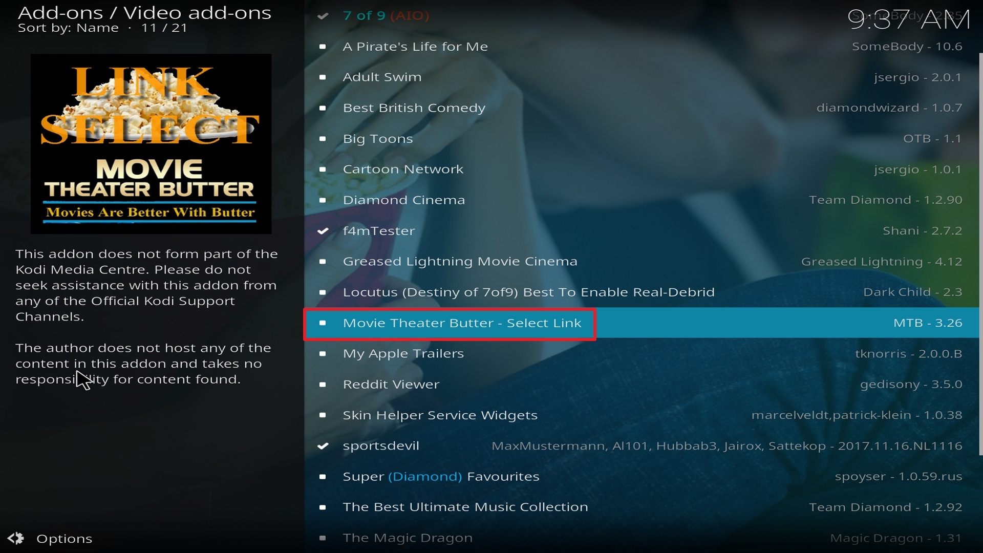 Step 22 Installing Movie Theater Butter addon on Kodi
