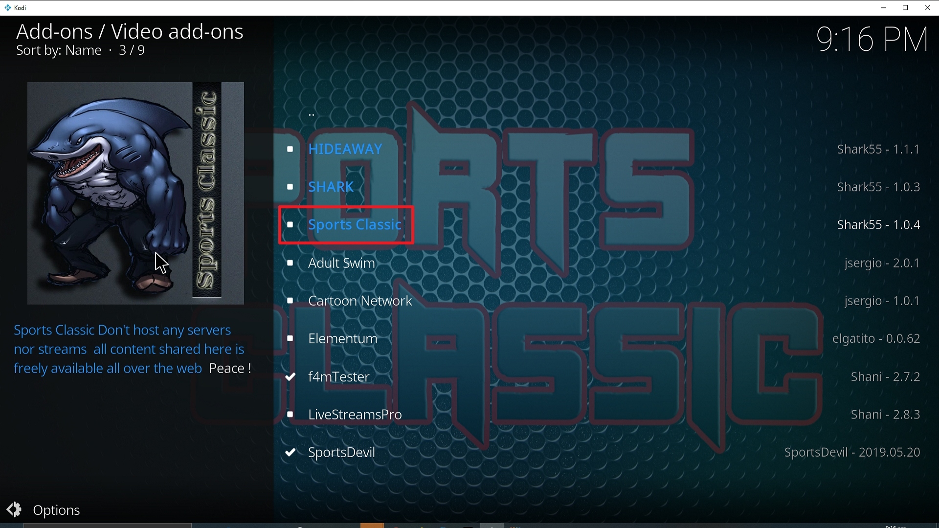 Step 22 Installing Sports Classic Kodi
