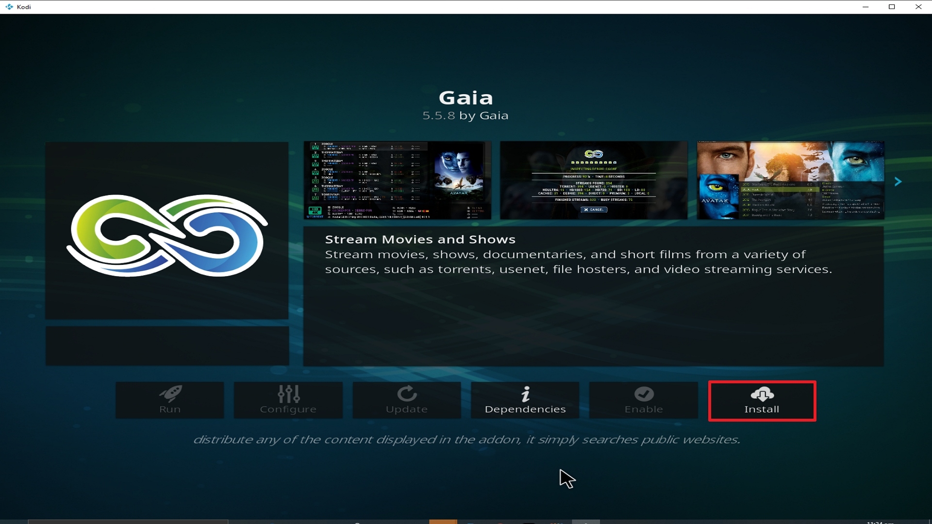 Step 23 Installing Gaia addon on Kodi