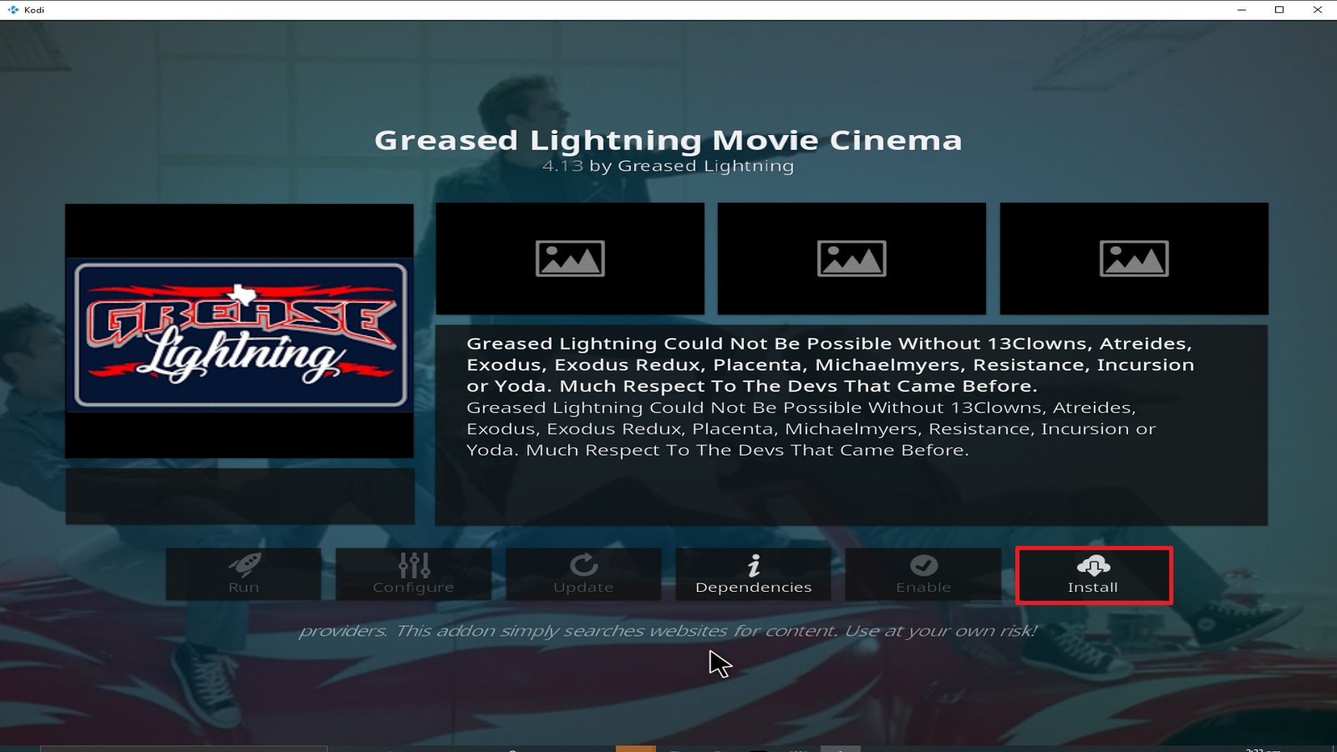 Step 23 Installing Grease Lightning addon on Kodi