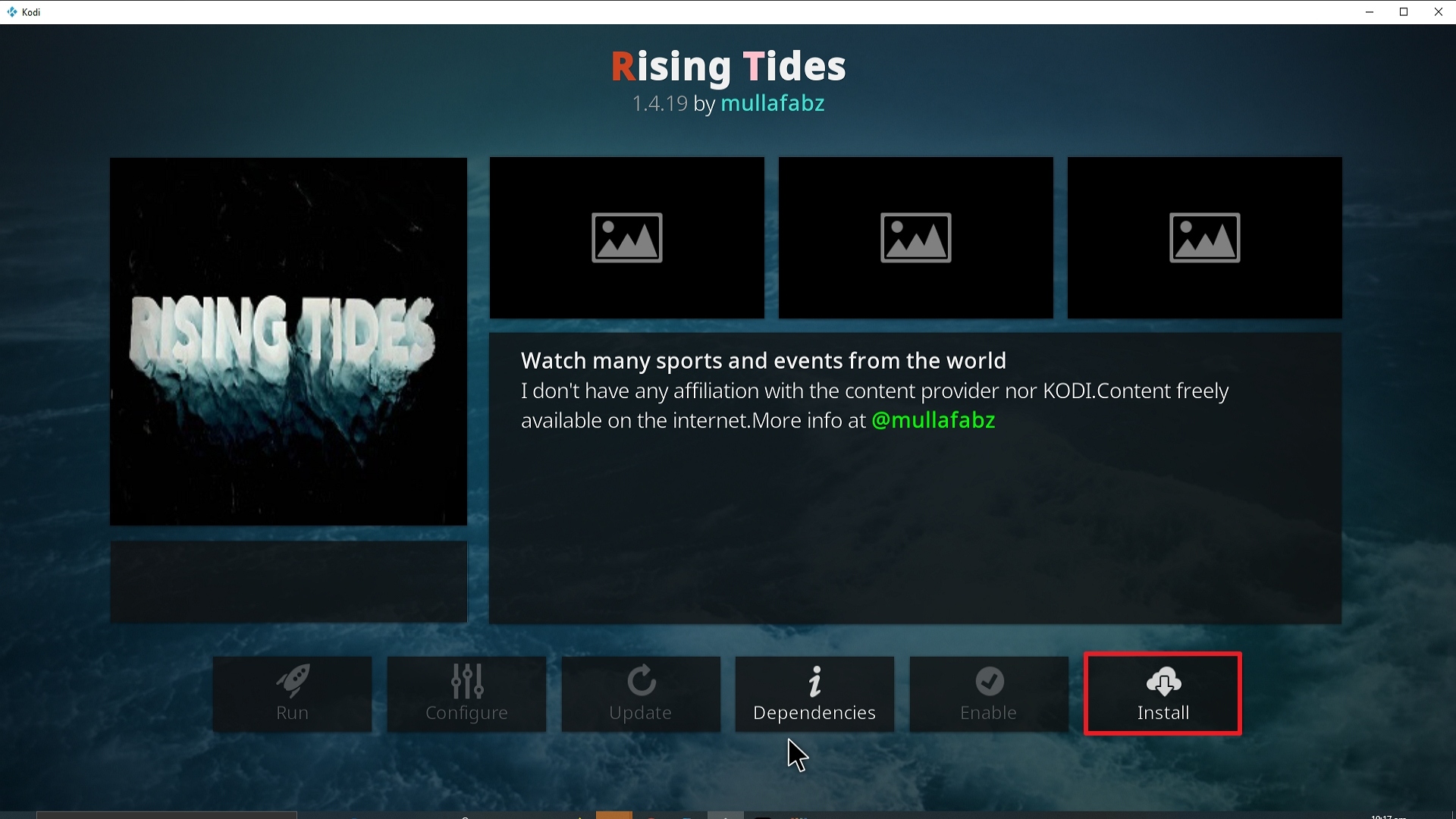 Step 23 Installing Rising Tides addon on Kodi