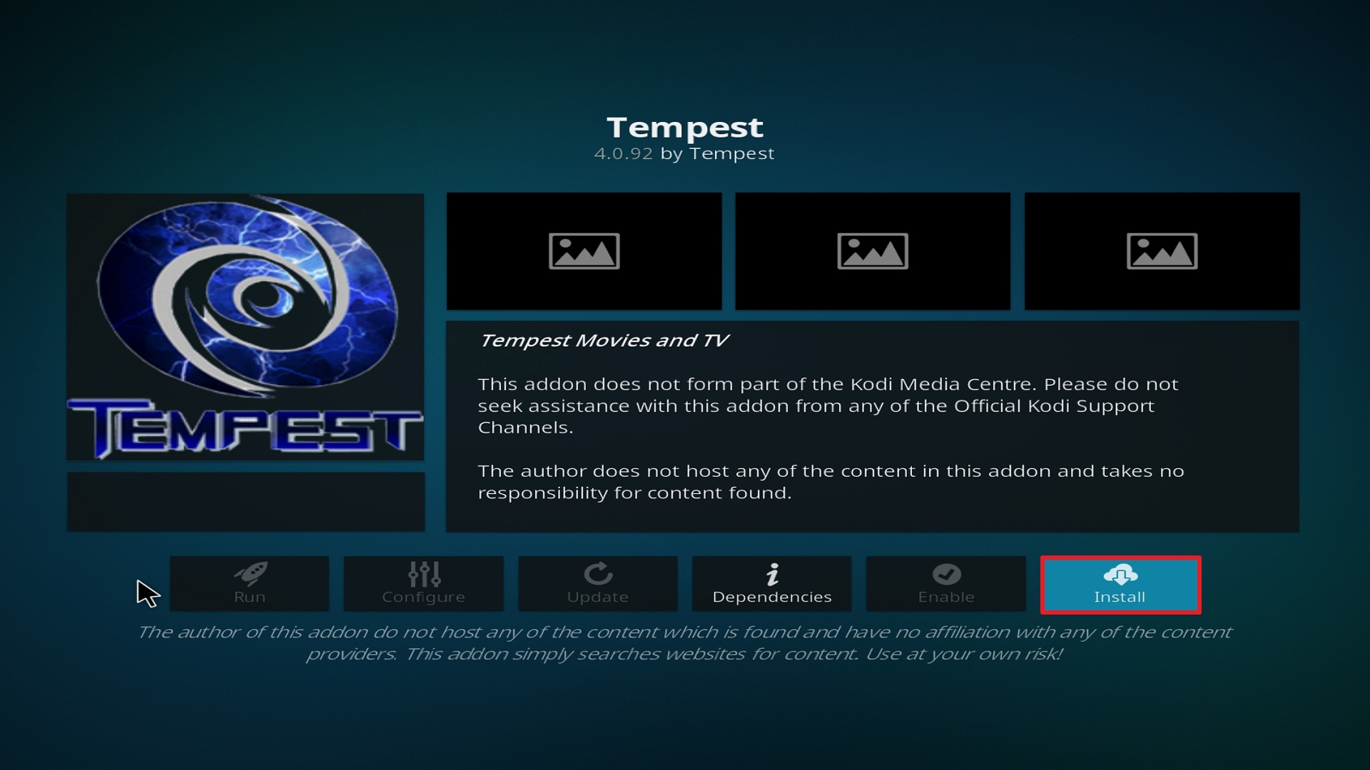 Step 23 Installing Tempest on Kodi