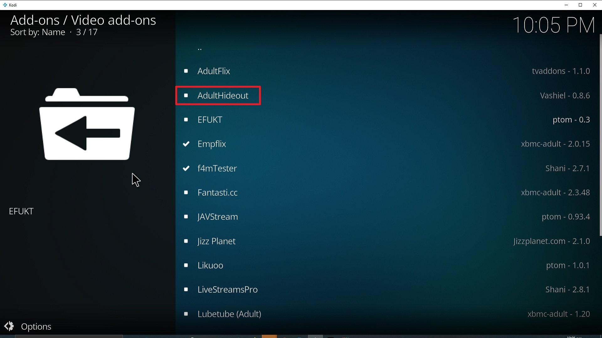 Step 24 Installing Adult Hideout Kodi addon on Kodi