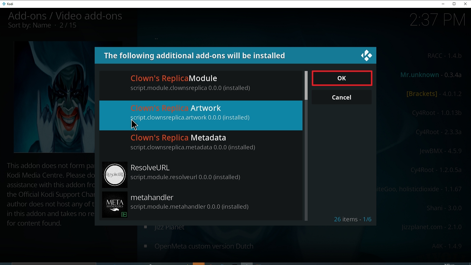 Step 24 Installing Clowns RepLica addon on Kodi