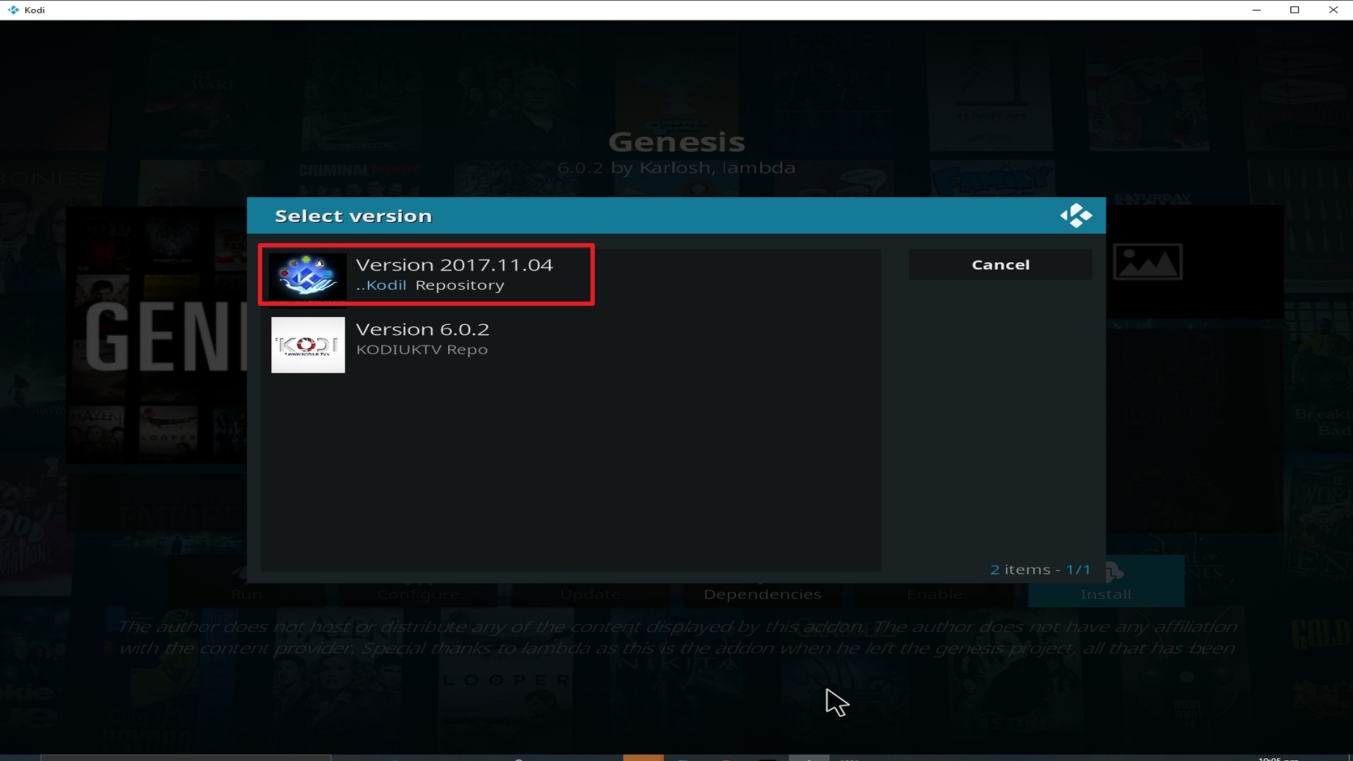 Step 24 Installing Genesis addon on Kodi