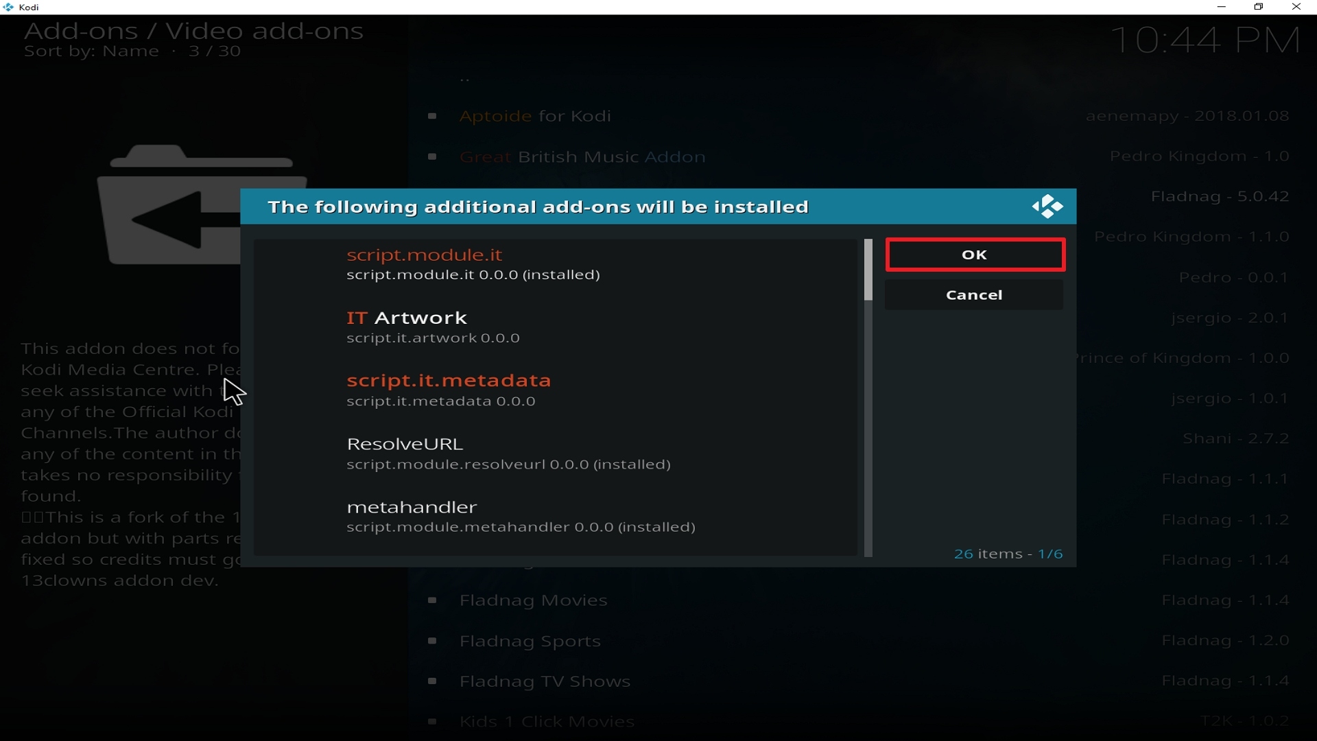 Step 24 Installing IT addon on Kodi