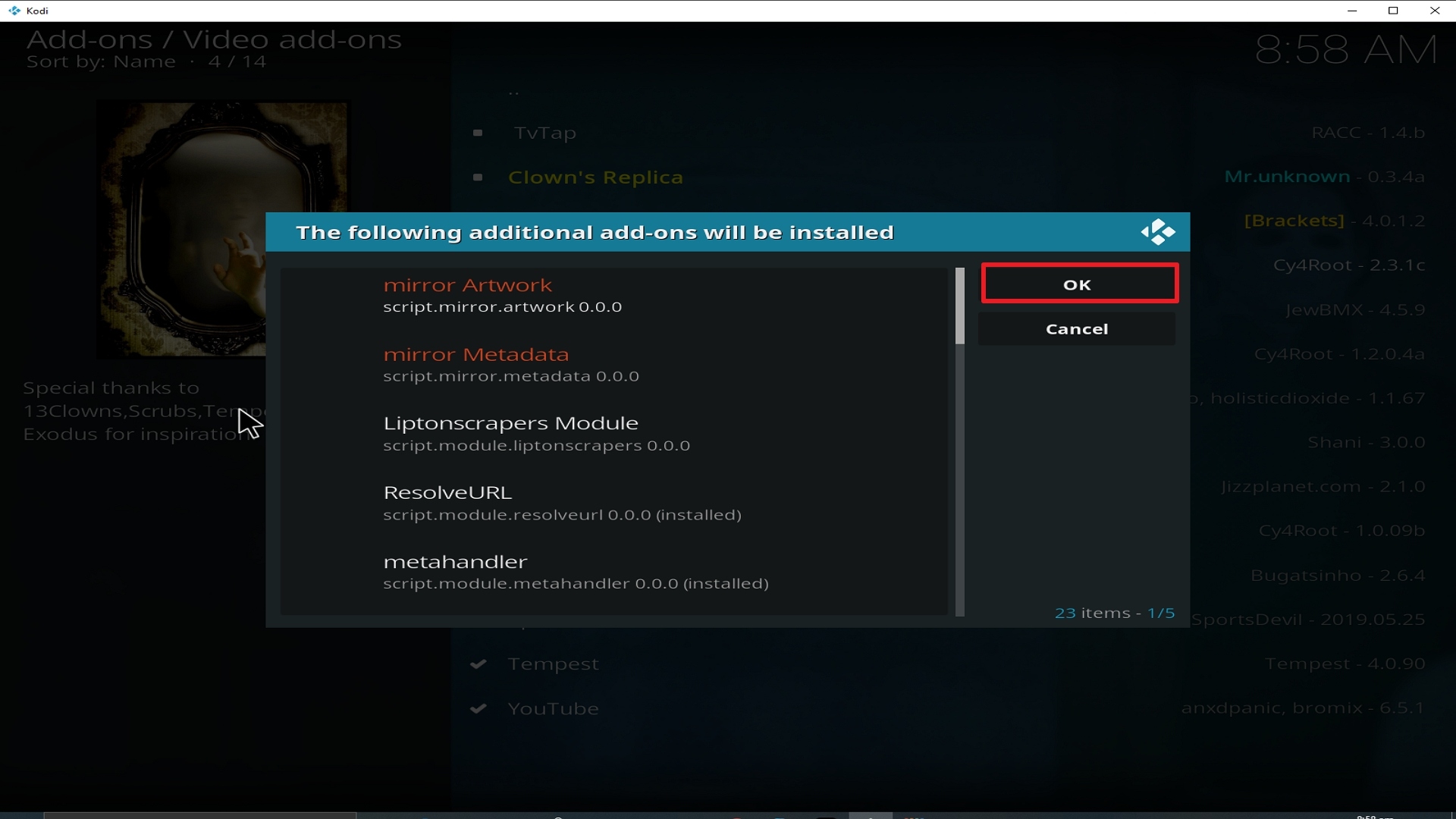 Step 24 Installing Mirror addon on Kodi