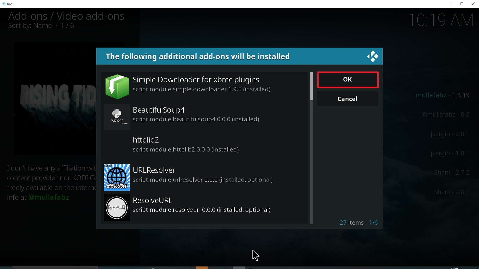 Step 24 Installing Rising Tides addon on Kodi