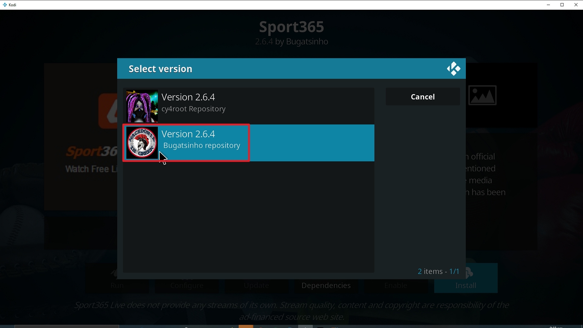 Step 24 Installing Sport365 Live addon on Kodi