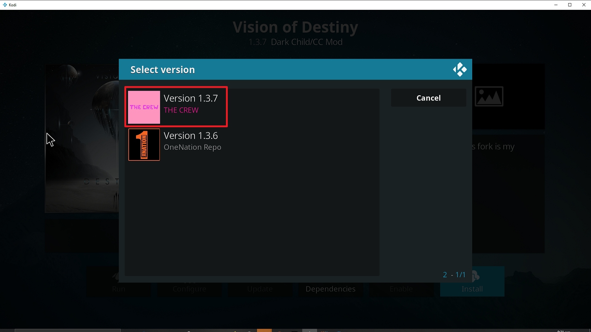 Step 24 Installing Vision of Destiny addon on Kodi