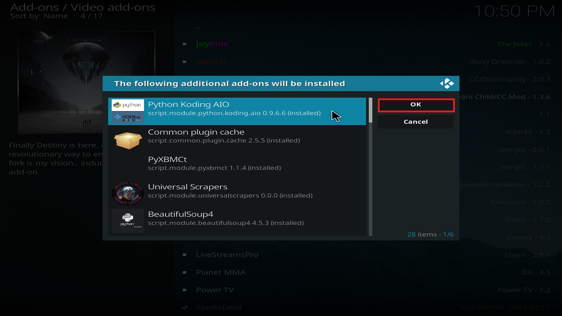 Step 24 Installing Vision of Destiny on Kodi