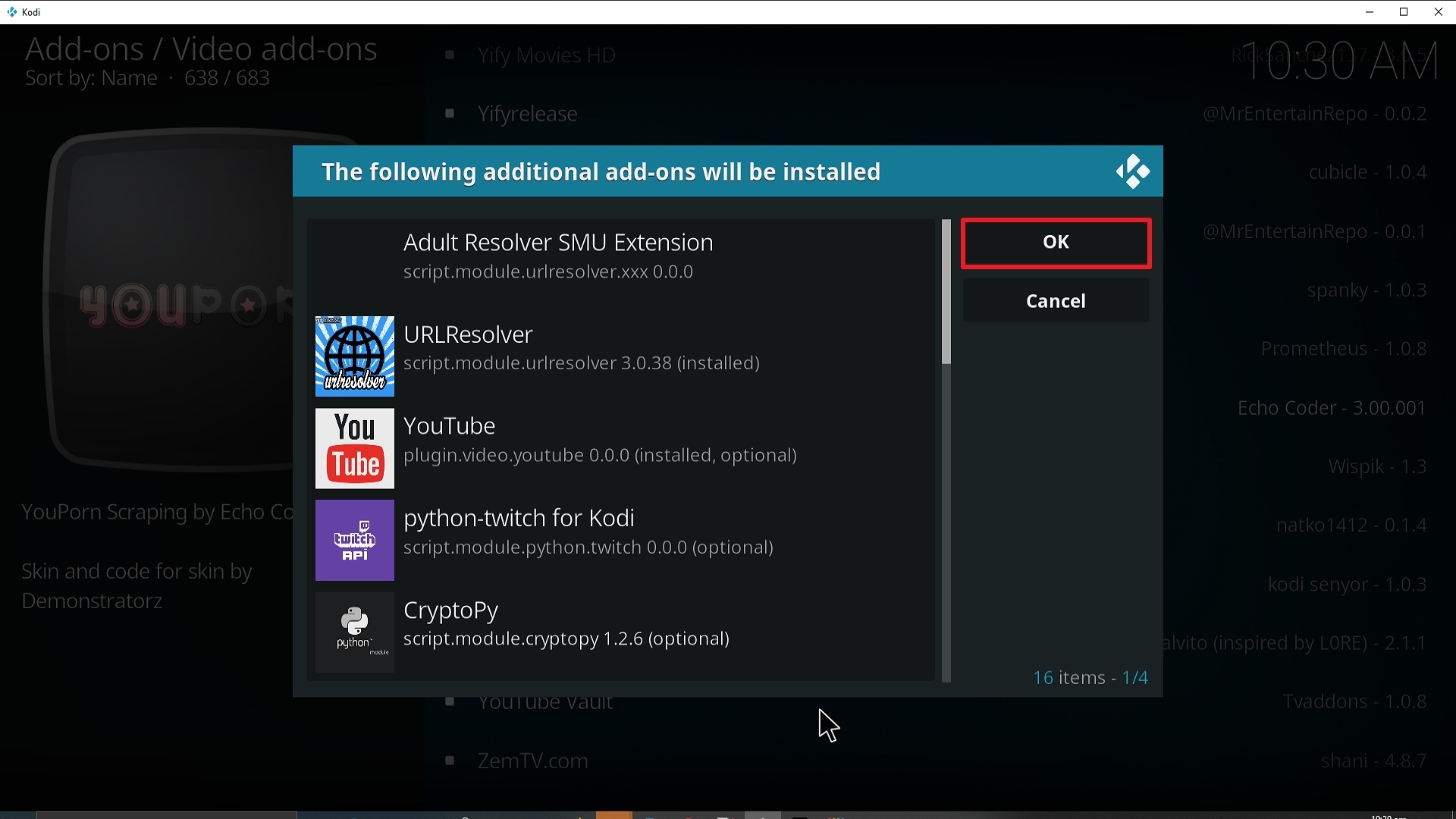 Step 24 Installing YouPorn addon on Kodi