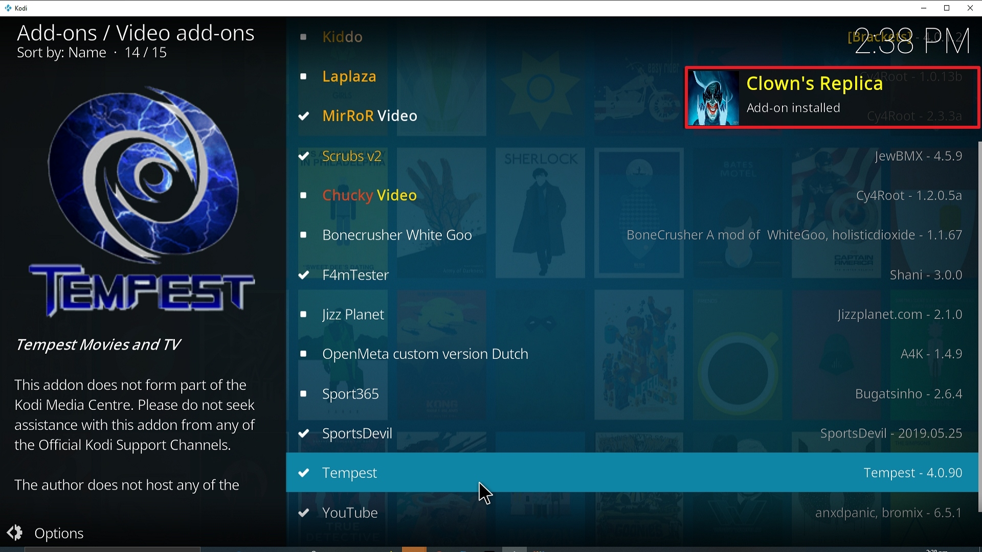 Step 25 Installing Clowns RepLica addon on Kodi