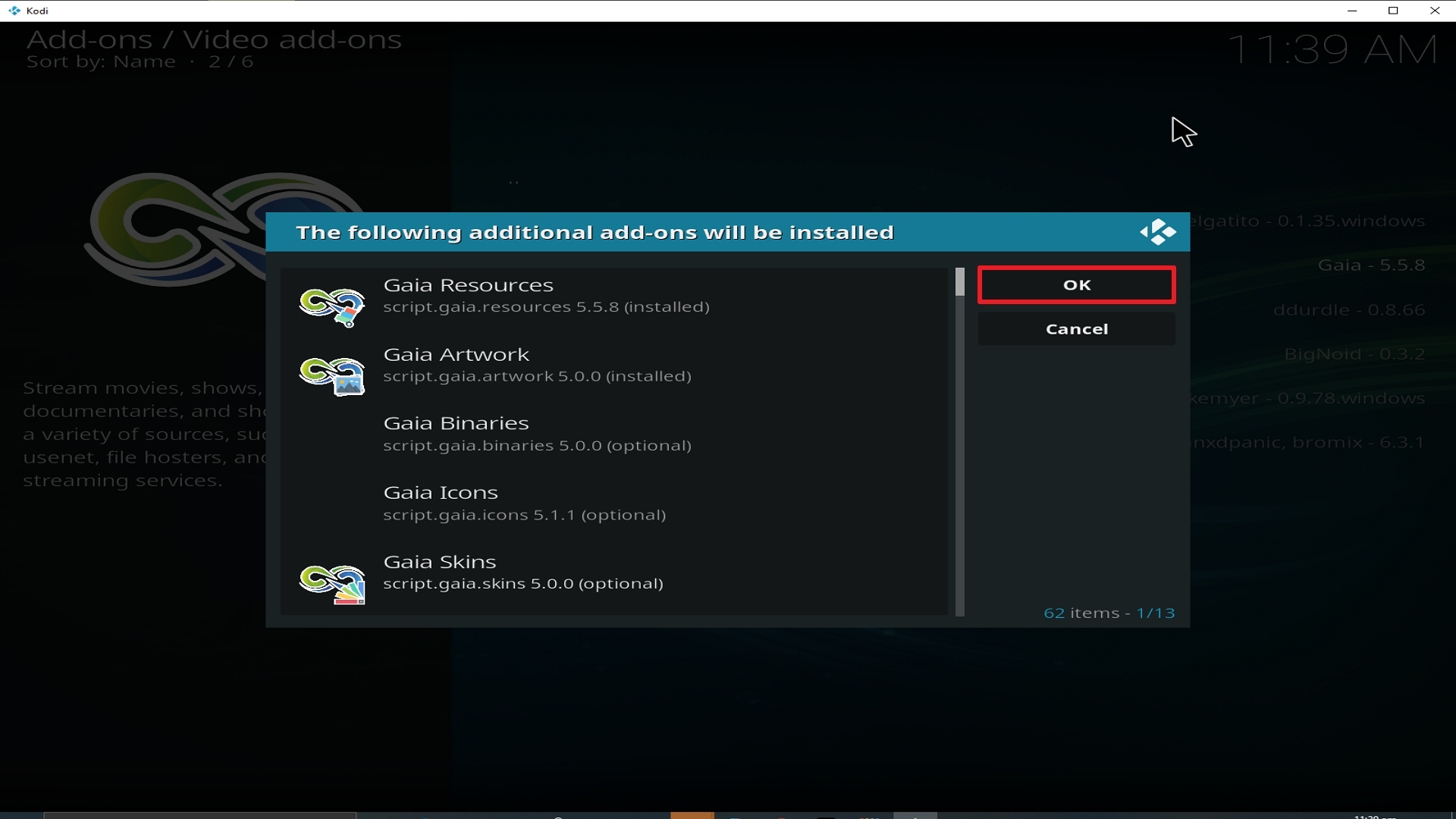 Step 25 Installing Gaia addon on Kodi