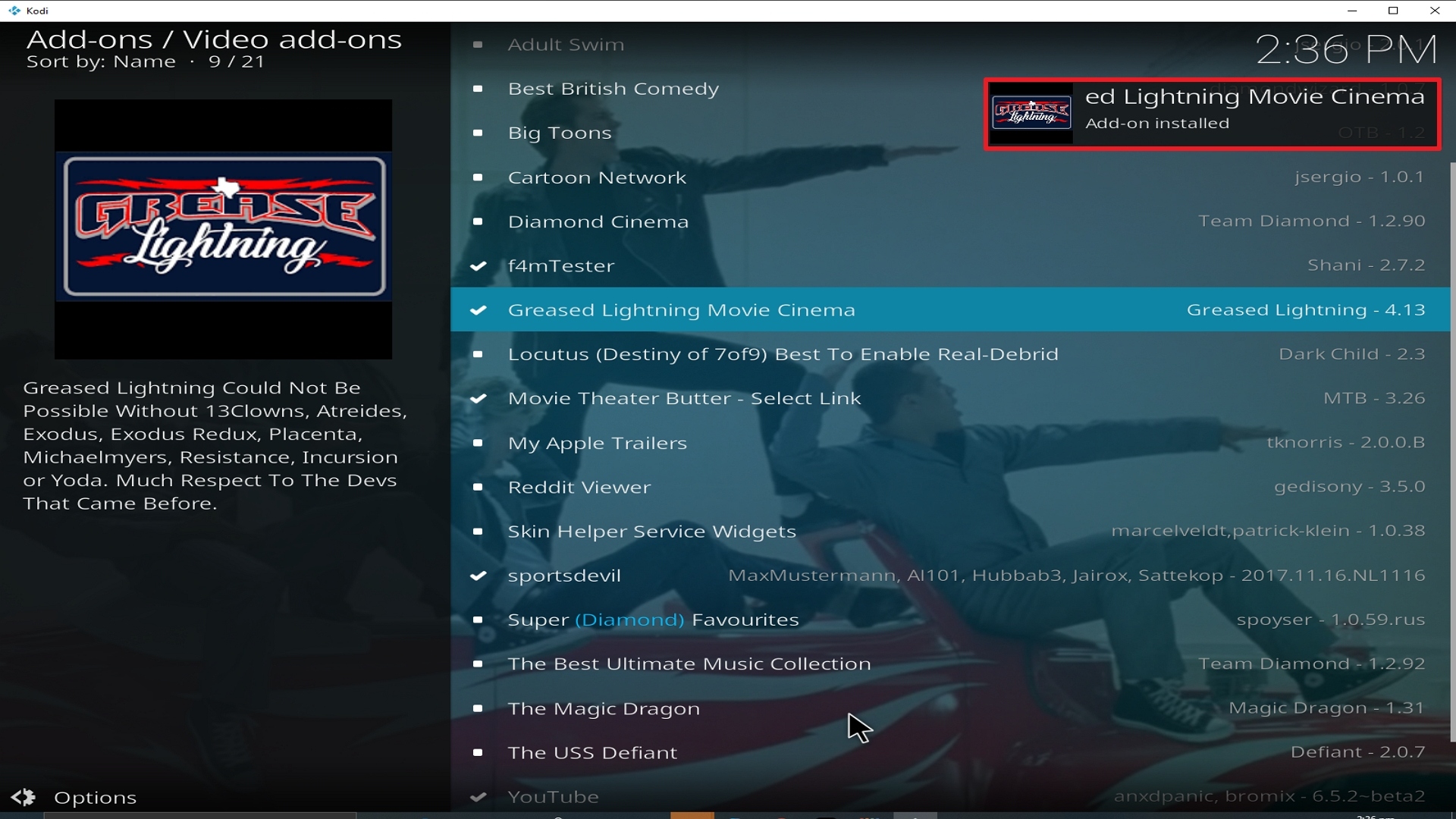 Step 25 Installing Grease Lightning addon on Kodi