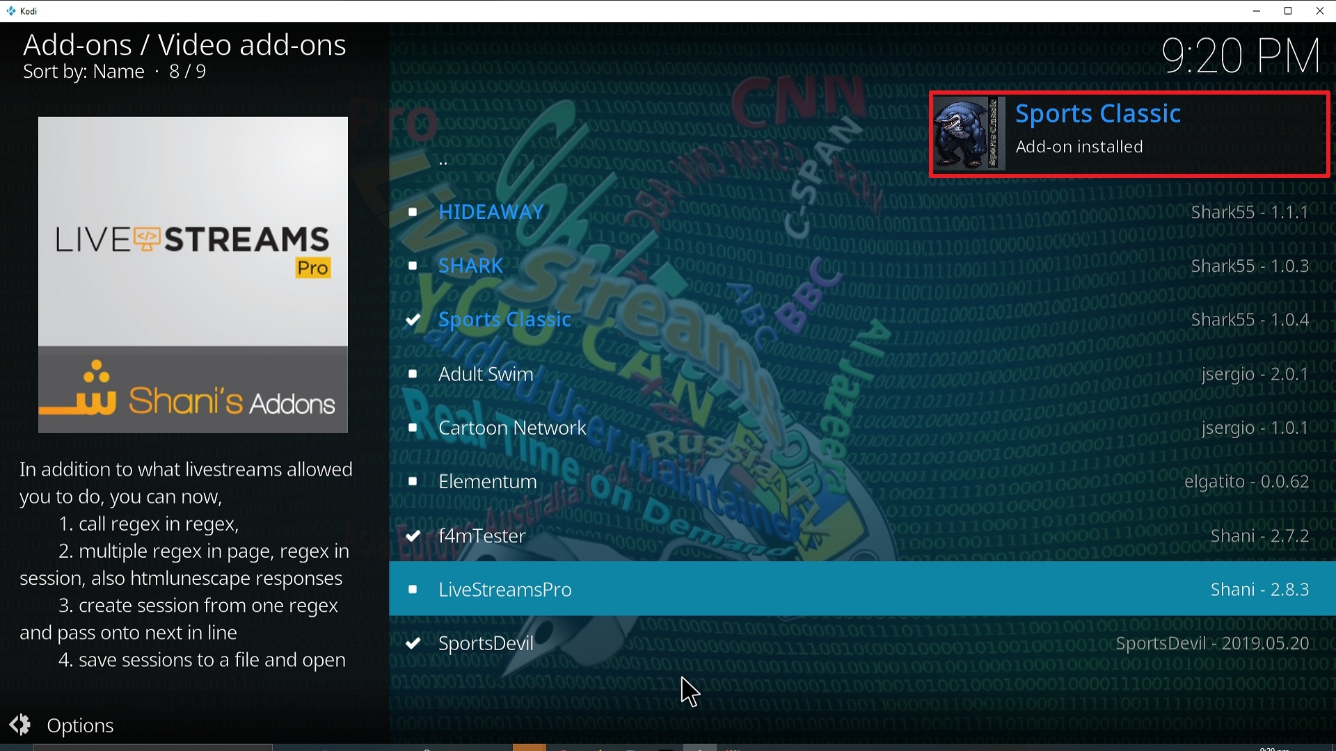 Step 25 Installing Sports Classic Kodi