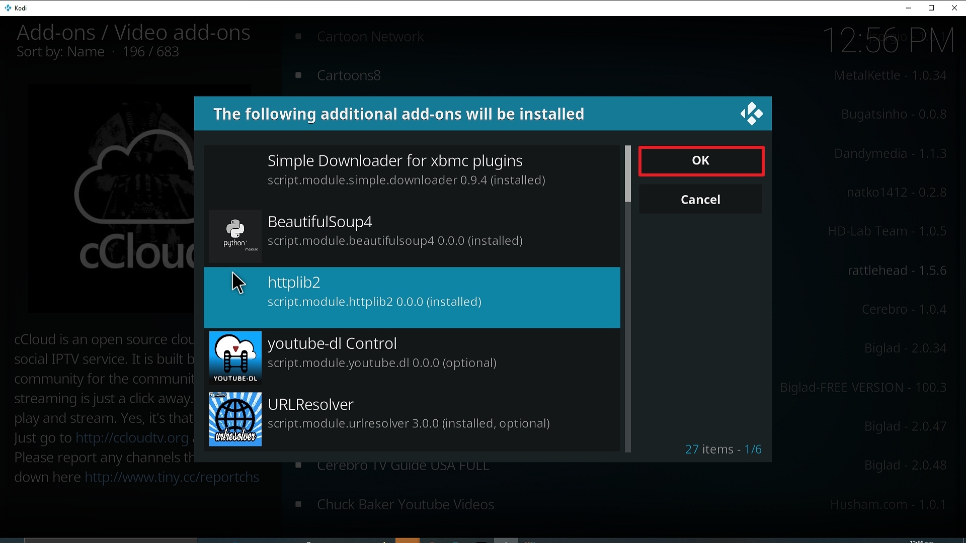 Step 25 Installing cCloud Kodi addon on Kodi