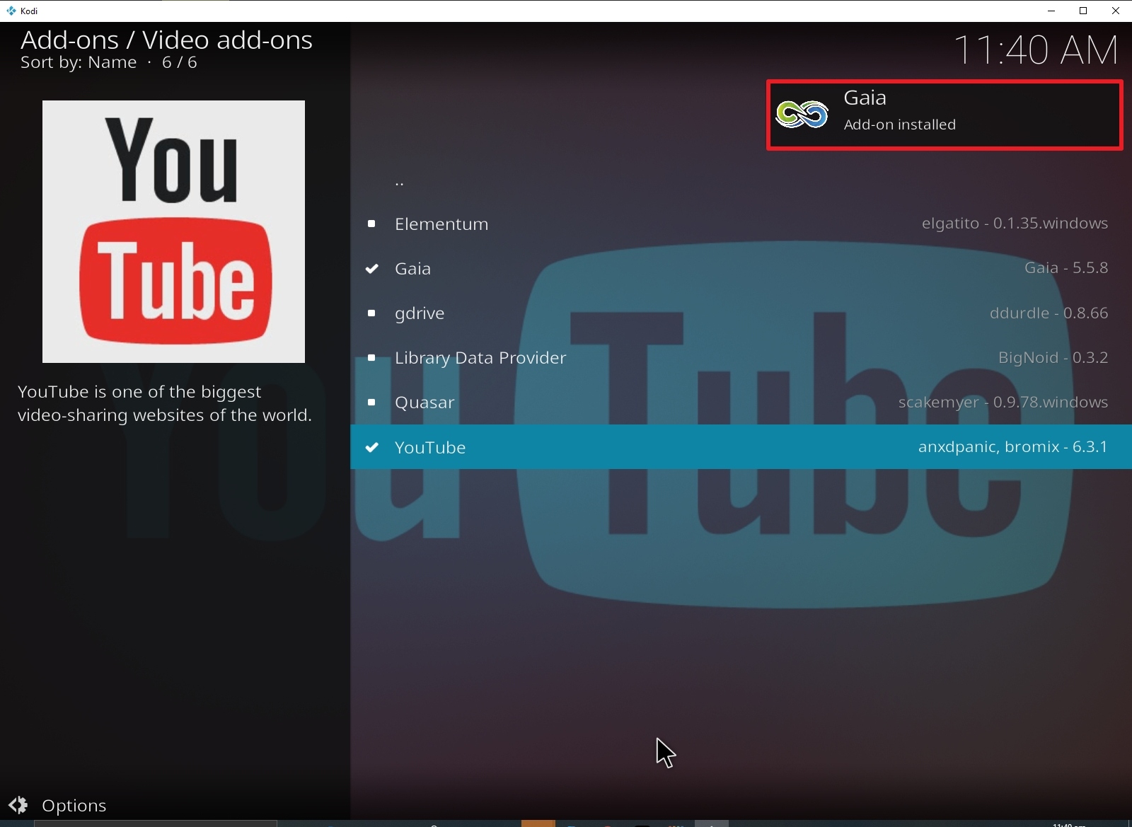 Step 26 Installing Gaia addon on Kodi