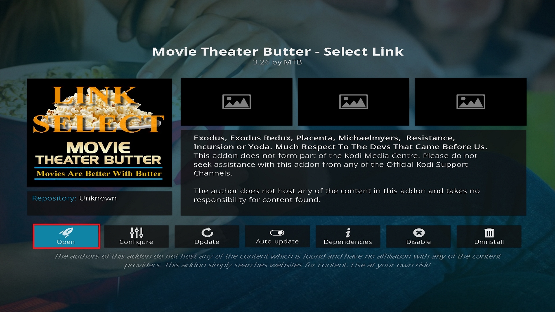 Step 26 Installing Movie Theater Butter addon on Kodi
