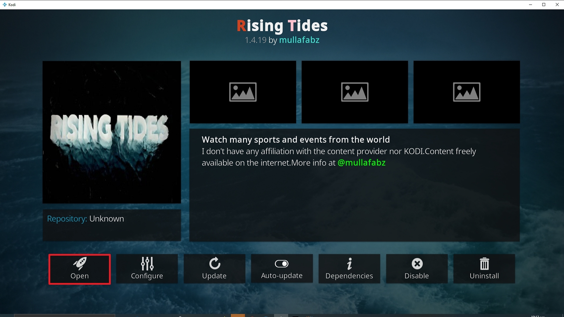 Step 26 Installing Rising Tides addon on Kodi