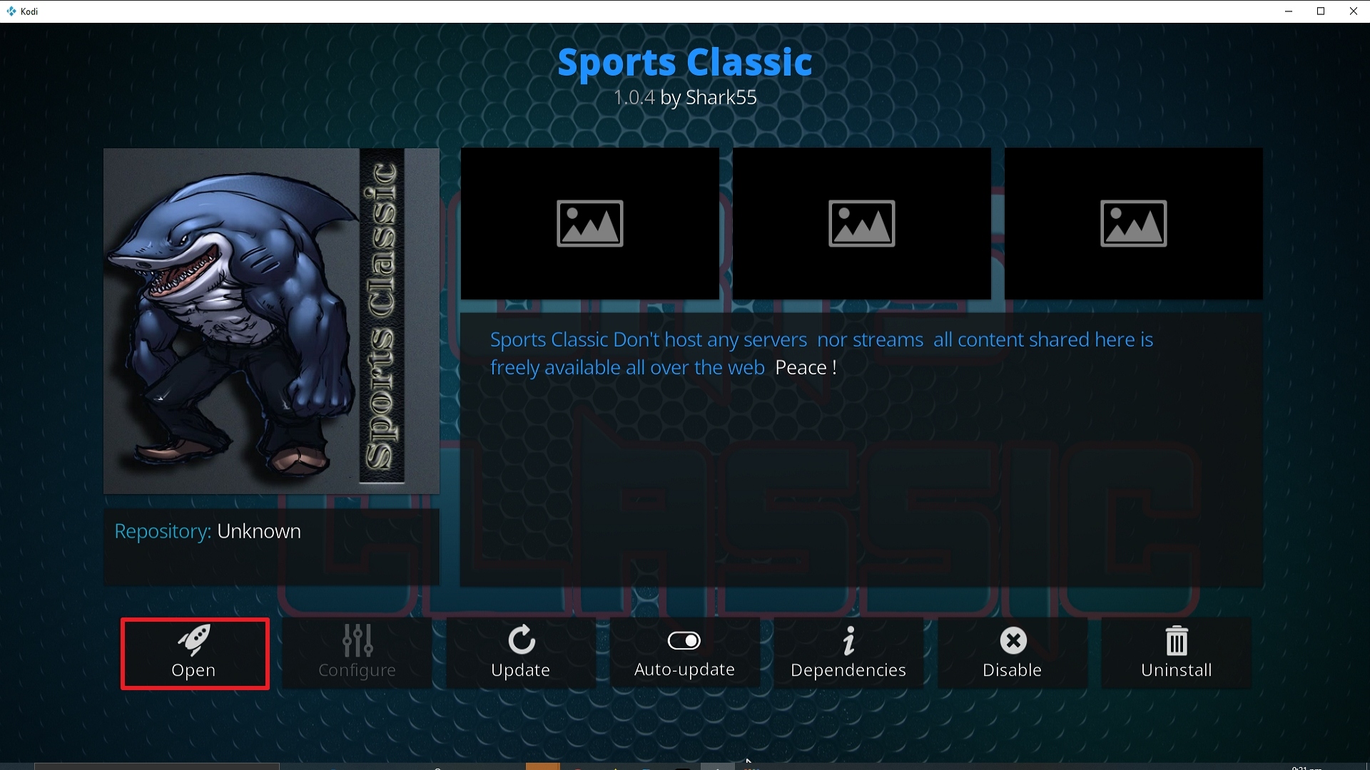 Step 26 Installing Sports Classic Kodi