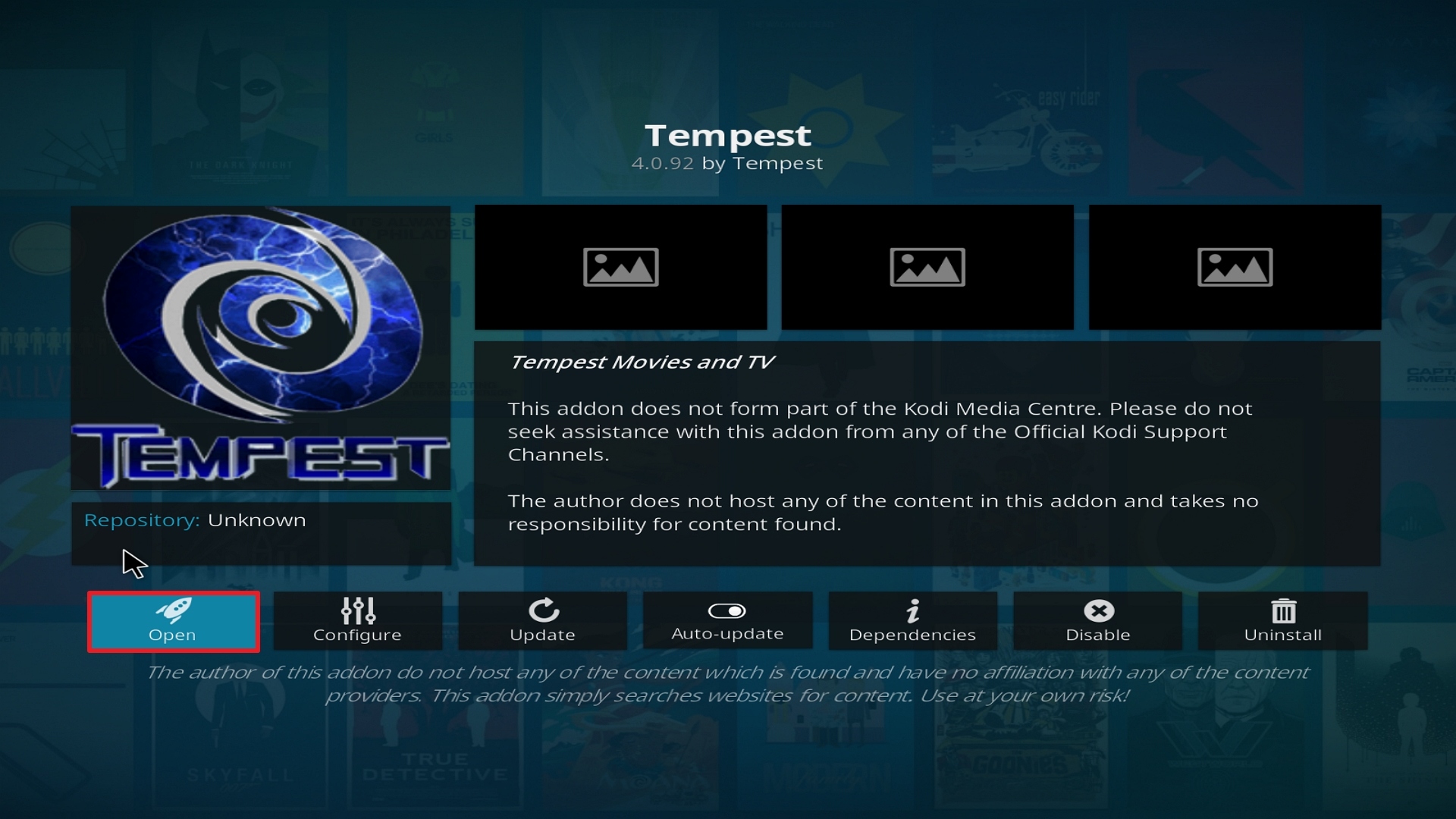 Step 26 Installing Tempest on Kodi