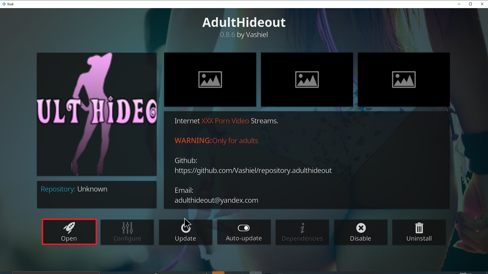Step 27 Installing Adult Hideout Kodi addon on Kodi