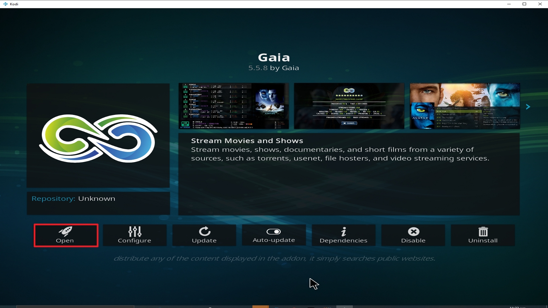 Step 27 Installing Gaia addon on Kodi