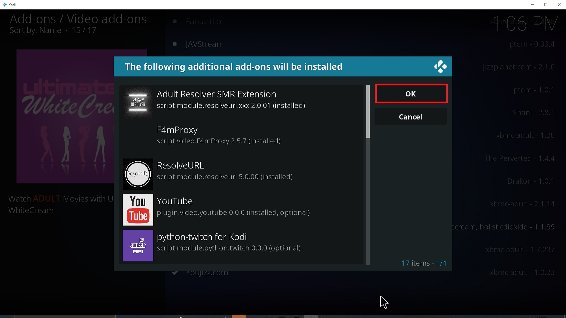 Step 27 Installing Ultimate Whitecream Kodi addon on Kodi