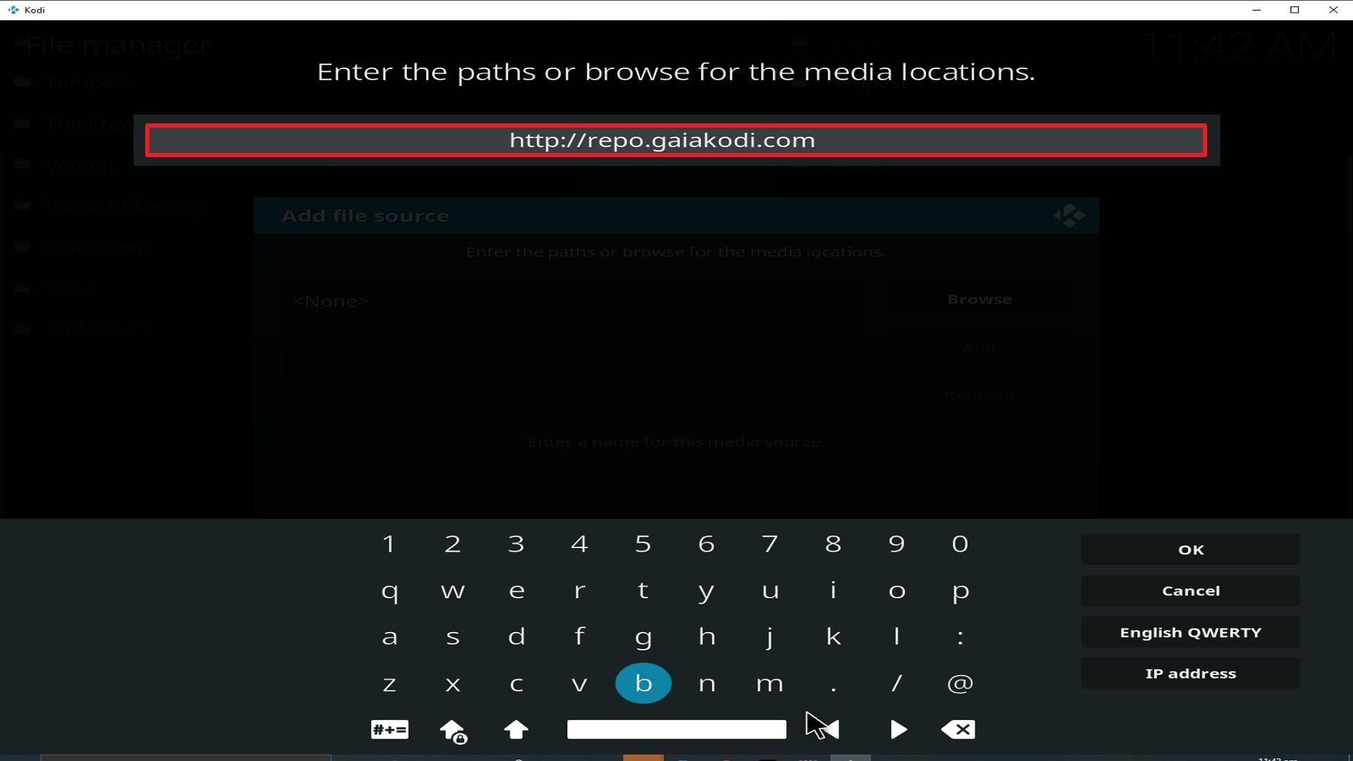 Step 9 Installing Gaia addon on Kodi