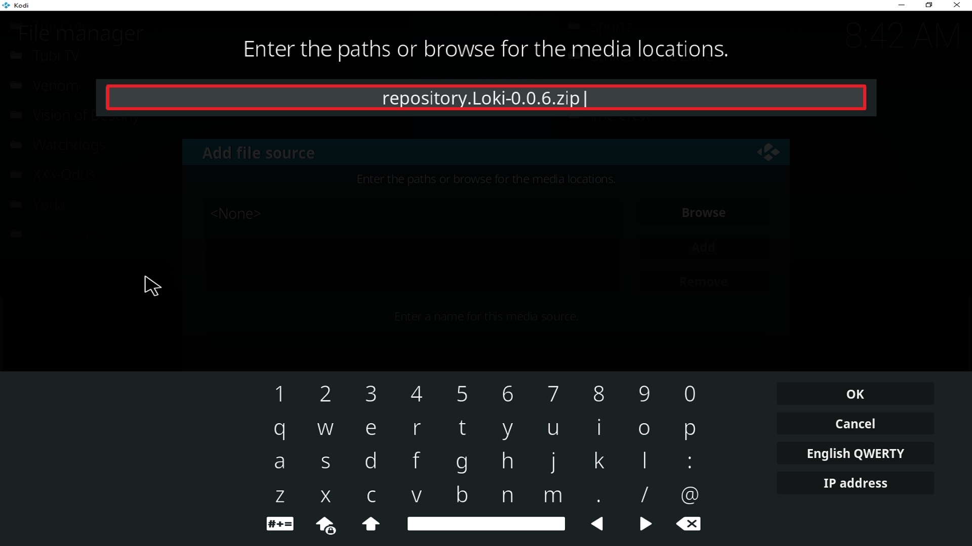 Step 9 Installing Loki addon on Kodi
