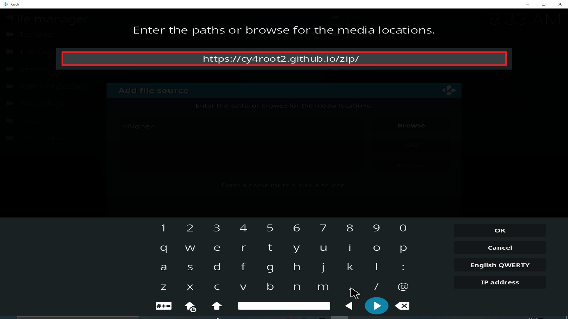 Step 9 Installing Mirror addon on Kodi