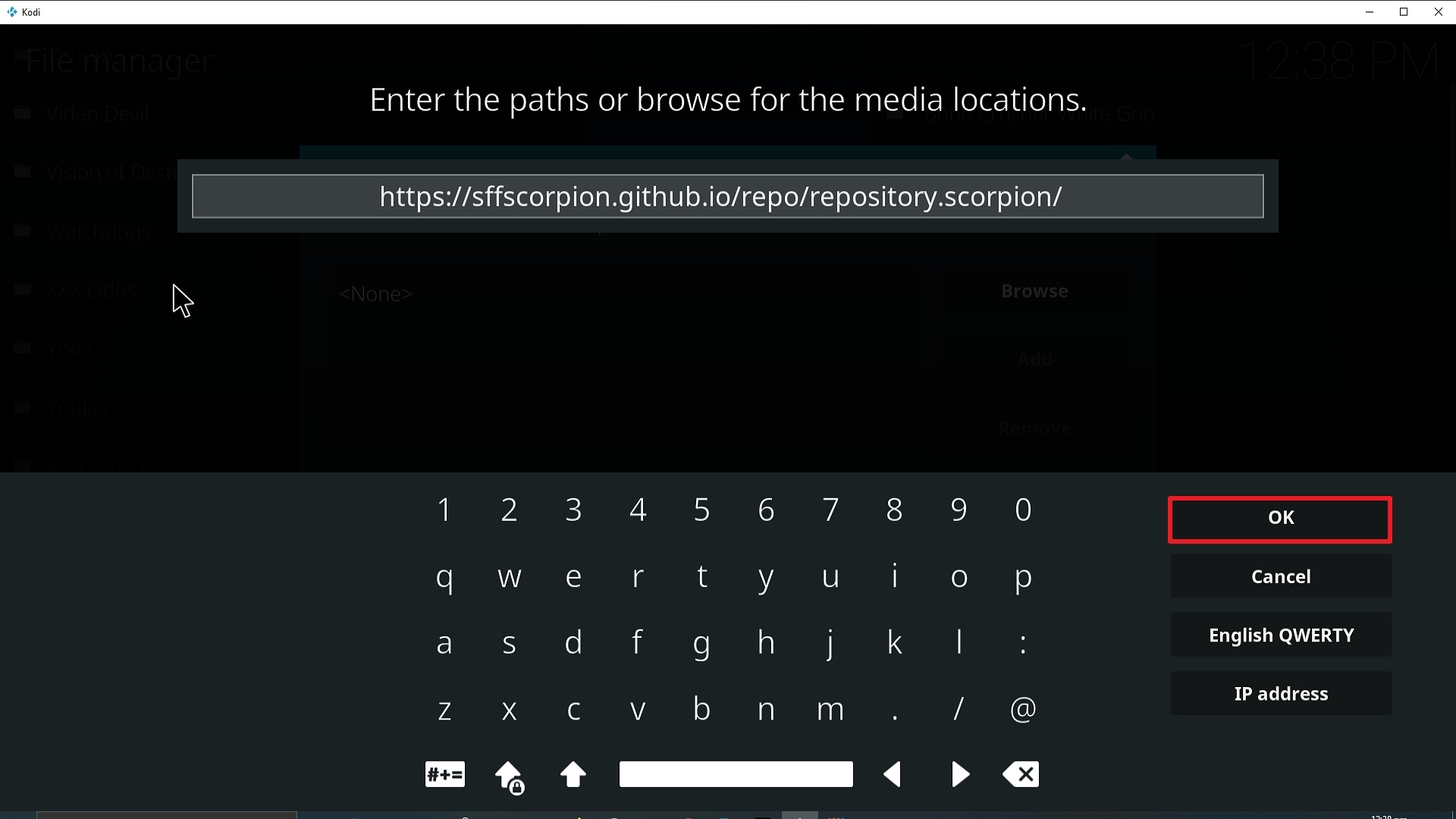 Step 10 Installing Scorpion addon on Kodi