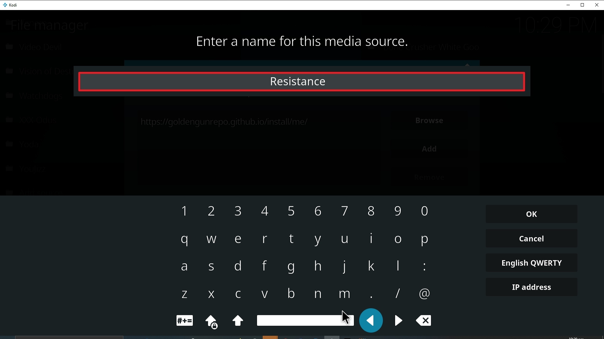 Step 12 Installing Resistance addon on Kodi