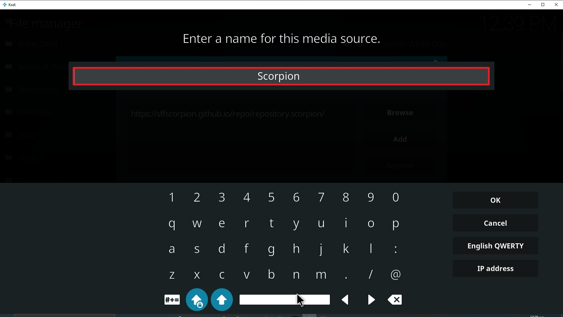 Step 12 Installing Scorpion addon on Kodi