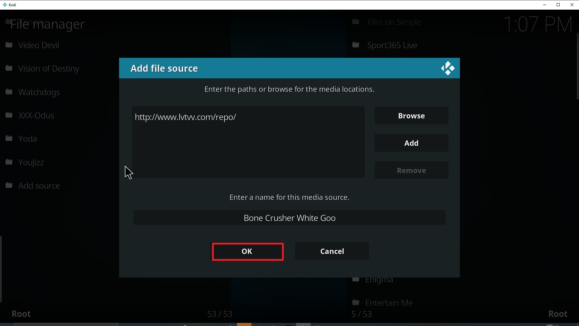 Step 13 Installing Bone Crusher White Goo Kodi addon on Kodi