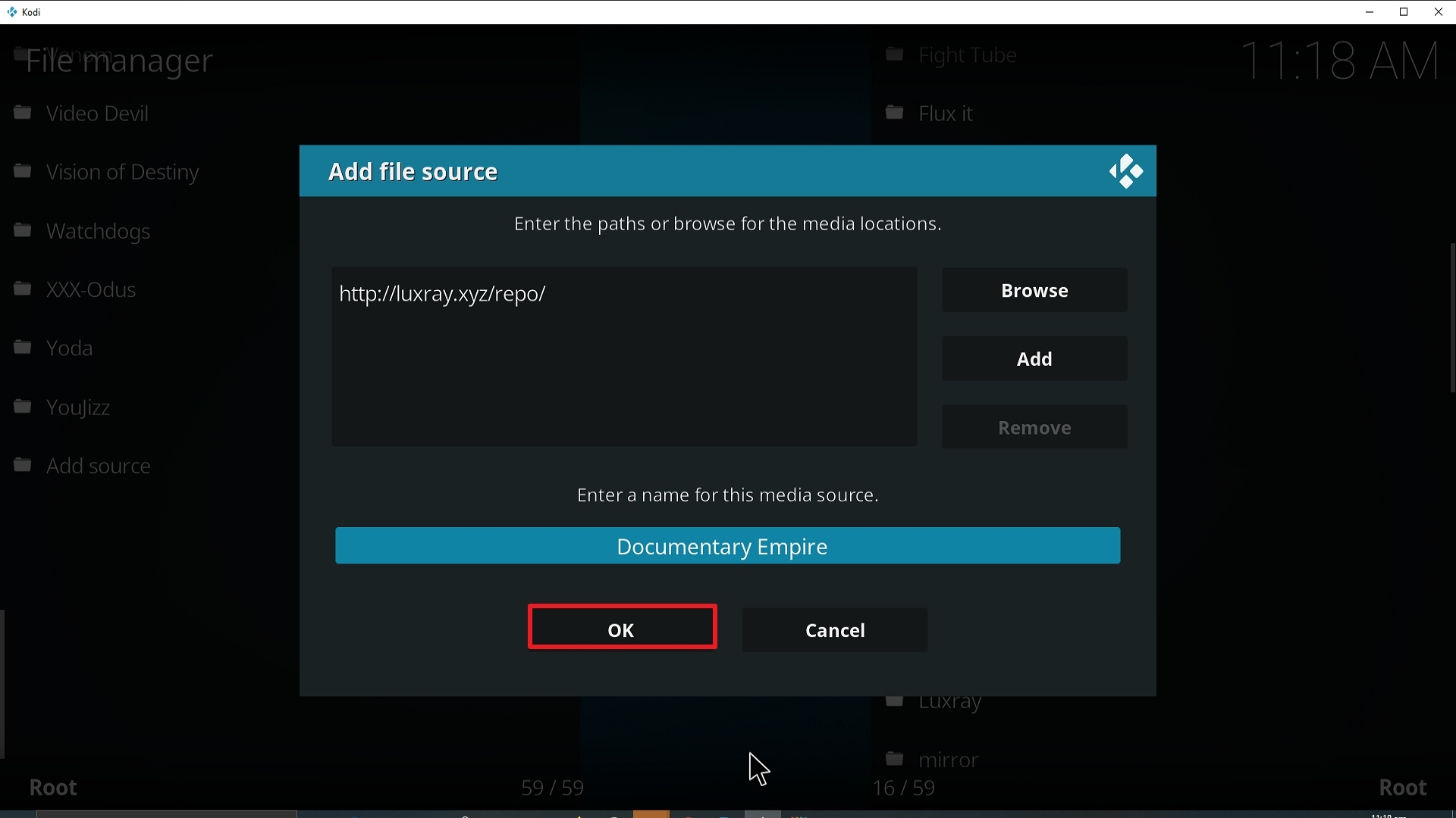 Step 14 Installing Documentary Empire addon on Kodi