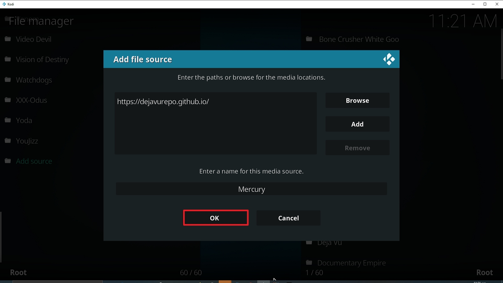 Step 14 Installing Mercury addon on Kodi