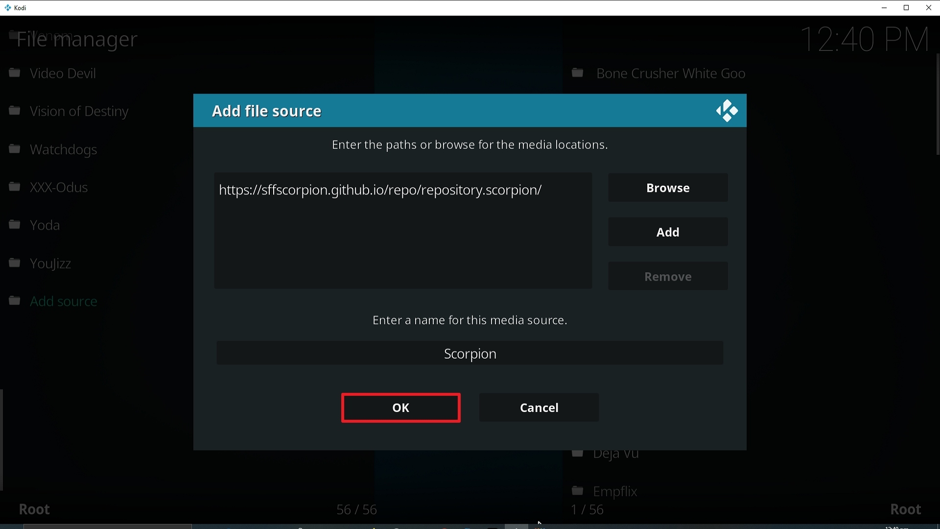Step 14 Installing Scorpion addon on Kodi